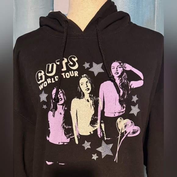 Olivia Rodrigo Tops - Guts World tour Olivia Rodrigo hoodie sweatshirt. Black, purple white. L